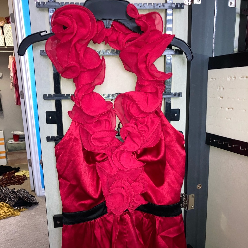 bebe silk ruffled blouse
